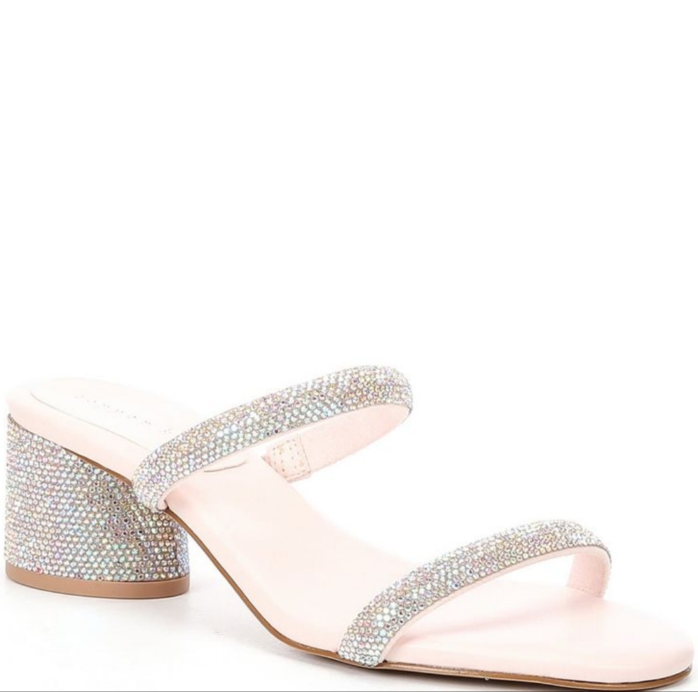 Cooper Key Elegant Rhinestone Sandals Fairytale Two Pearl Embellished Slides